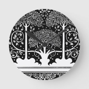 Reloj Redondo Mediano Impresión de patrón de árbol Art Nouveau de Aubrey