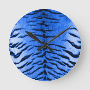 Reloj Redondo Mediano Impresión de piel de tigre azul del desierto