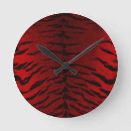 Reloj Redondo Mediano Impresión de piel de tigre de fuego