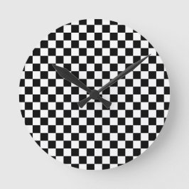 Reloj Redondo Mediano Impresión digital de ajedrez en blanco y negro