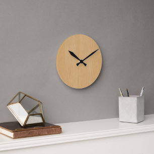 Reloj Redondo Mediano Impresión digital de madera marrón claro