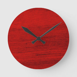 Reloj Redondo Mediano Impresión digital de madera roja rusa