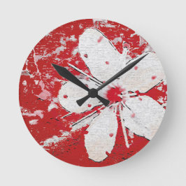 Reloj Redondo Mediano Impresión floral de cerezo de Sakura