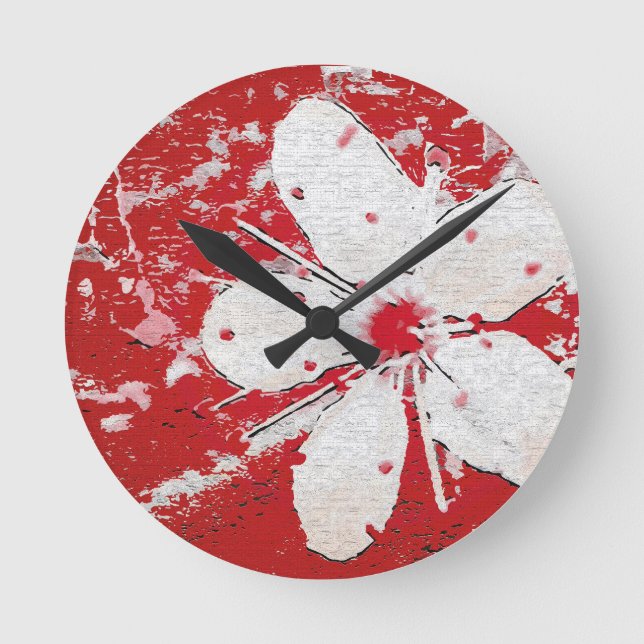 Reloj Redondo Mediano Impresión floral de cerezo de Sakura (Anverso)