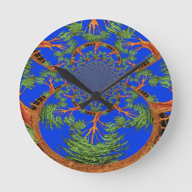 Reloj Redondo Mediano Impresión/gráfico de árbol de acacia Kaleidoscope (Anverso)