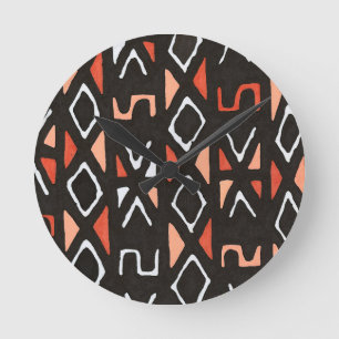 Reloj Redondo Mediano Impresión tribal de Mudcloth del africano