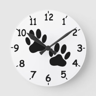 Reloj Redondo Mediano Impresiones de hojas de perro