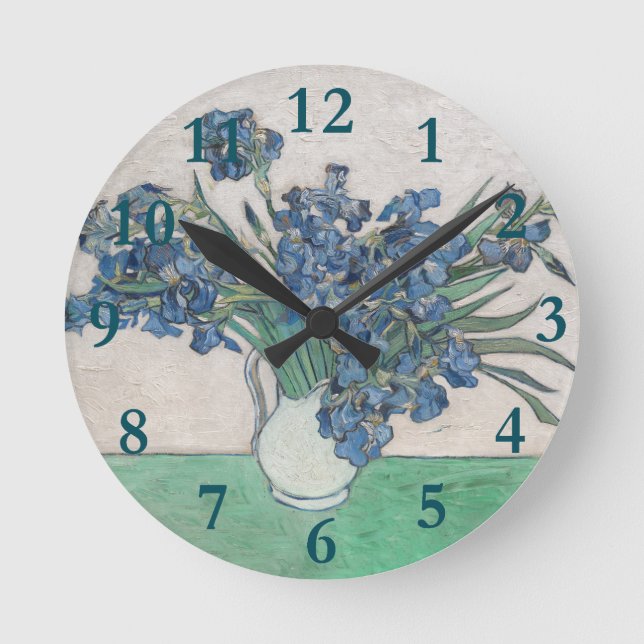Reloj Redondo Mediano Impresionismo de la pintura Van Gogh Iris Vase (Anverso)