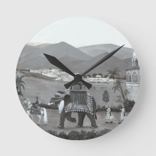 Reloj Redondo Mediano Impreso arte del patrimonio indio