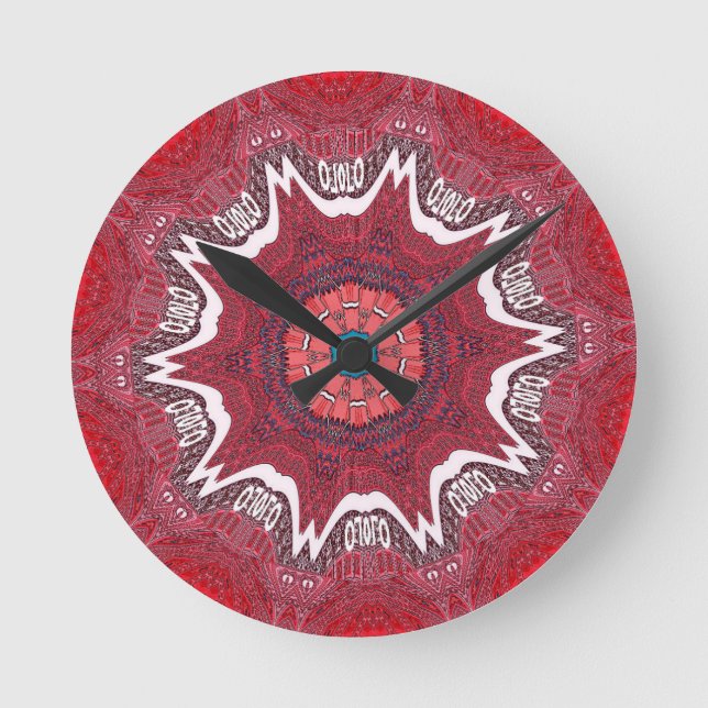 Reloj Redondo Mediano Imprimir arte de patrón tribal étnico sindhi (Anverso)