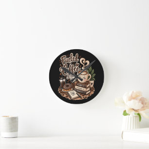 Reloj Redondo Mediano Impulsado por Café y Buenos Sentimientos – Adorado