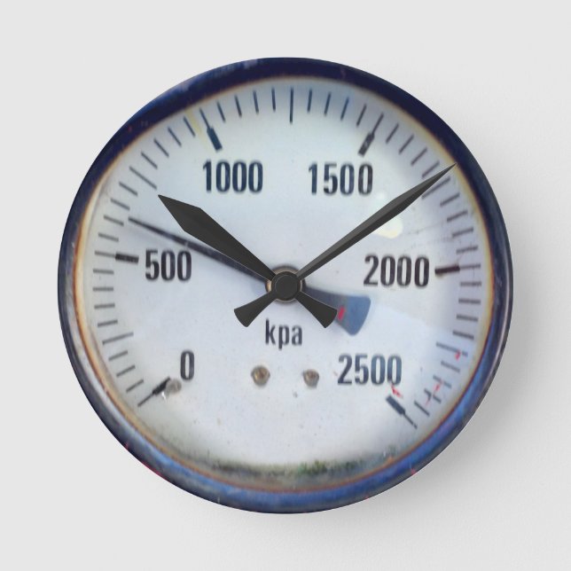 Reloj Redondo Mediano Indicador de presión de Steampunk (Anverso)