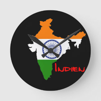 Reloj Redondo Mediano Indien Flagge Uhr