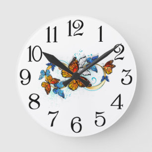Reloj Redondo Mediano Infinidad de Mariposas Monarca
