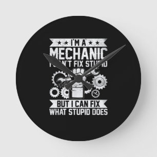 Reloj Redondo Mediano Ingeniero Mecánico de Coche Divertido Hombres Muje