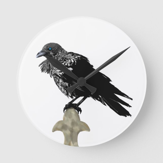 Reloj Redondo Mediano Inked Raven (Anverso)