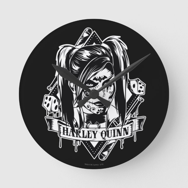 Reloj Redondo Mediano Insignia de Harley Quinn (Anverso)