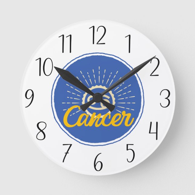 Reloj Redondo Mediano Insignia de Rótulo de cáncer (Anverso)