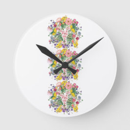 Reloj Redondo Mediano Inspiración de la naturaleza floral de la flor sil