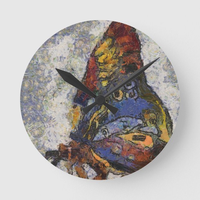 Reloj Redondo Mediano Inspiración del Monet de la Mariposa Frida Kahlo (Anverso)
