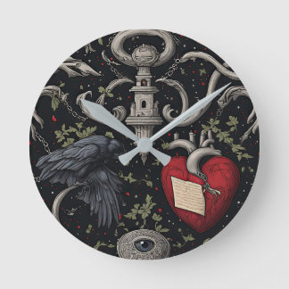 Reloj Redondo Mediano Inspirado en Edgar Allan Poe gótico