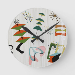 Reloj Redondo Mediano Inspirado en la era atómica retro de Eames