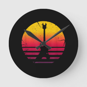 Reloj Redondo Mediano Instrumento Guitar Sunset Electric Rock Music Love