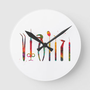 Reloj Redondo Mediano Instrumentos de dentista
