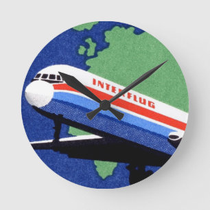 Reloj Redondo Mediano INTERFLUG - Aerolínea nacional de DDR, Alemania Or