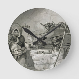 Reloj Redondo Mediano Interior de una choza esquimal de la nieve, isla
