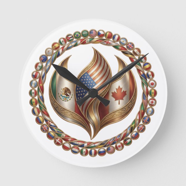 Reloj Redondo Mediano International Unity Flame with World Flags Emblem  (Anverso)