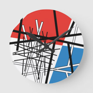 Reloj Redondo Mediano Intersección de Líneas y Planos - Arte Abstracto