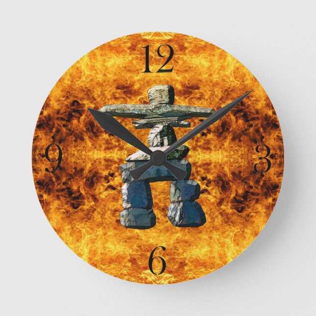 Reloj Redondo Mediano Inukshuk y despiden piedras nativas de espíritu no (Anverso)