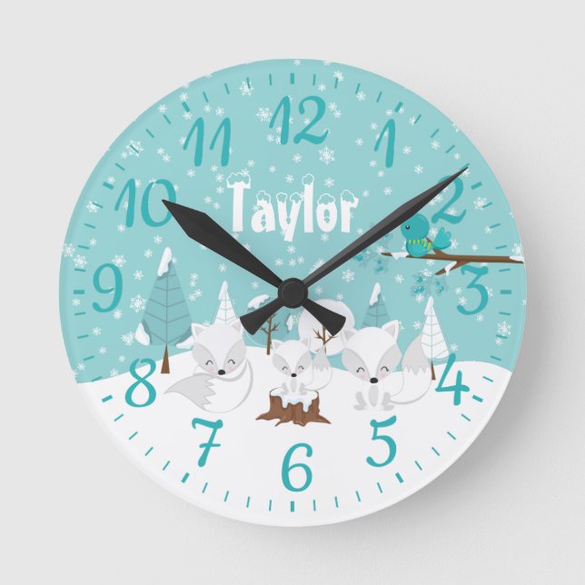 Reloj Redondo Mediano Invernadero de los zorros del Ártico (Anverso)
