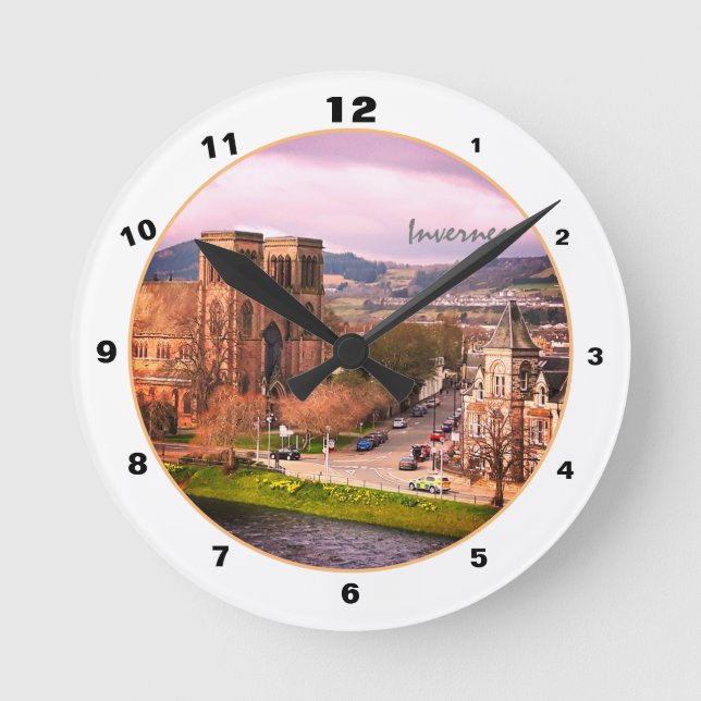 Reloj Redondo Mediano Inverness & Cathedral, Escocia Highlands Capital (Anverso)