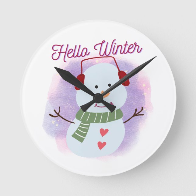 Reloj Redondo Mediano invierno saludo (Anverso)