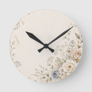 Reloj Redondo Mediano Invitación de boda con detalles florales elegantes