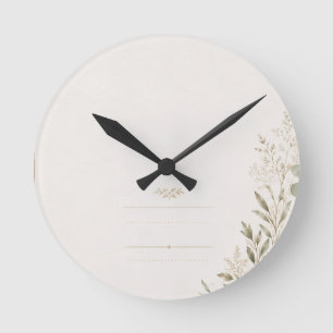 Reloj Redondo Mediano Invitación de boda europea en verde oliva
