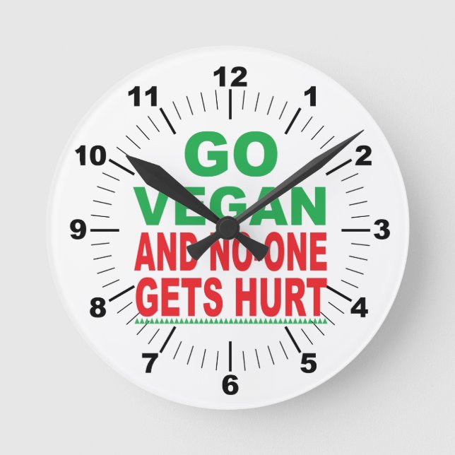 Reloj Redondo Mediano Ir Vegan Y Nadie Se Herió (Anverso)