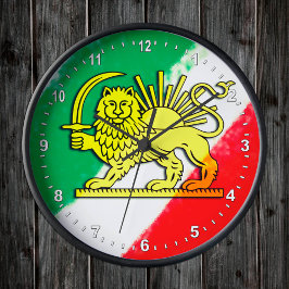 Reloj Redondo Mediano Irán vintage, bandera persa con león, Shah de Irán
