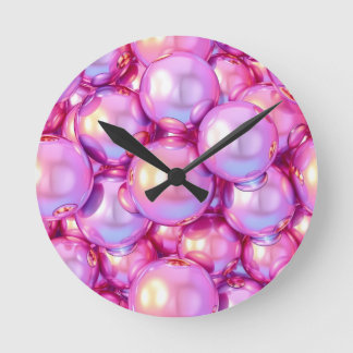 Reloj Redondo Mediano Iridescent Cyber-Bubbles Y2K Clock