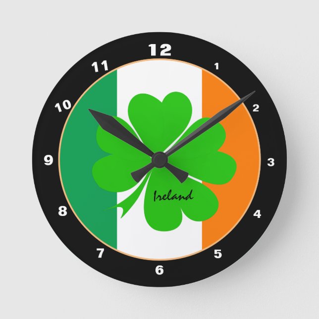 Reloj Redondo Mediano Irlanda Patriótica, Amo Hogar Bandera Irlandesa /  (Anverso)