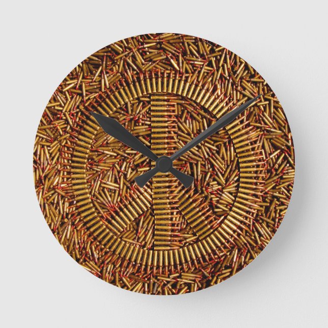 Reloj Redondo Mediano Ironía, signo de la paz, balas, munición (Anverso)