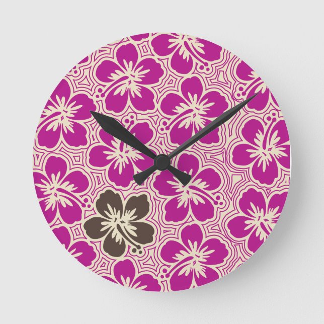 Reloj Redondo Mediano Isla Hibiscus Hawaii Clocks Wall (Anverso)