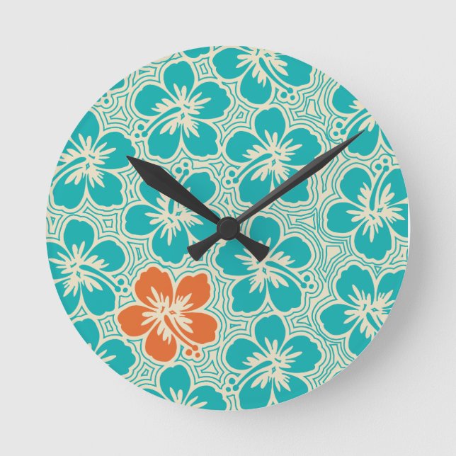 Reloj Redondo Mediano Isla Hibiscus Hawaii Clocks Wall (Anverso)