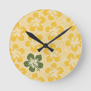 Reloj Redondo Mediano Isla Hibiscus Hawaii Clocks Wall