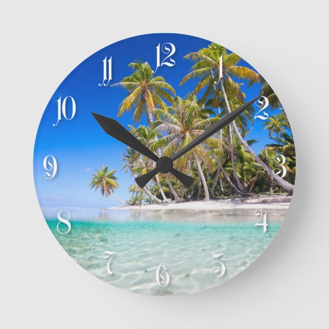 Reloj Redondo Mediano Isla tropical (Anverso)