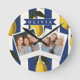 Reloj Redondo Mediano Italiano Personalizado de Raya de Limón Costero