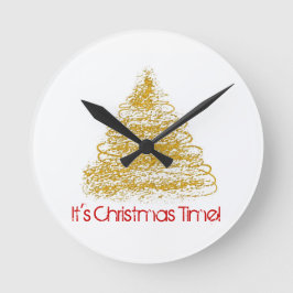 Reloj Redondo Mediano It's Christmas Time Seasonal Tree Clock
