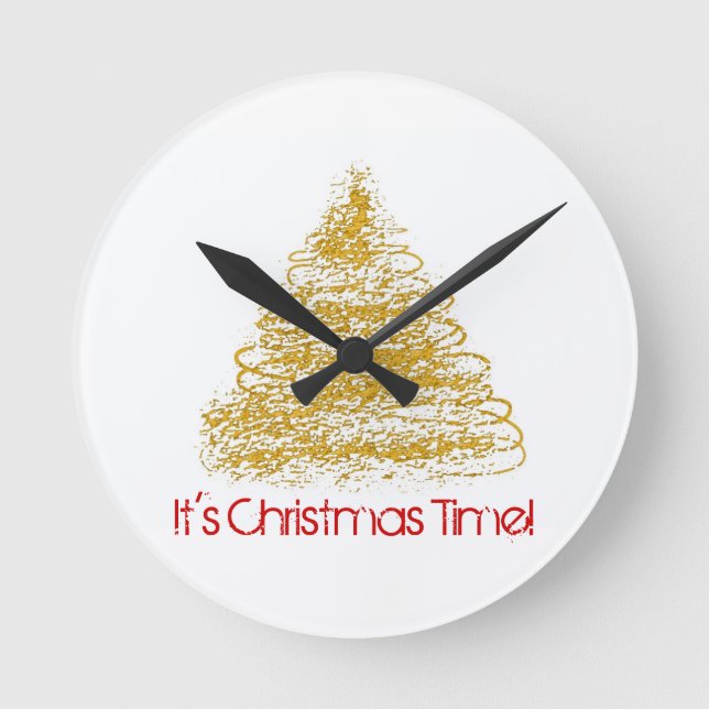 Reloj Redondo Mediano It's Christmas Time Seasonal Tree Clock (Anverso)